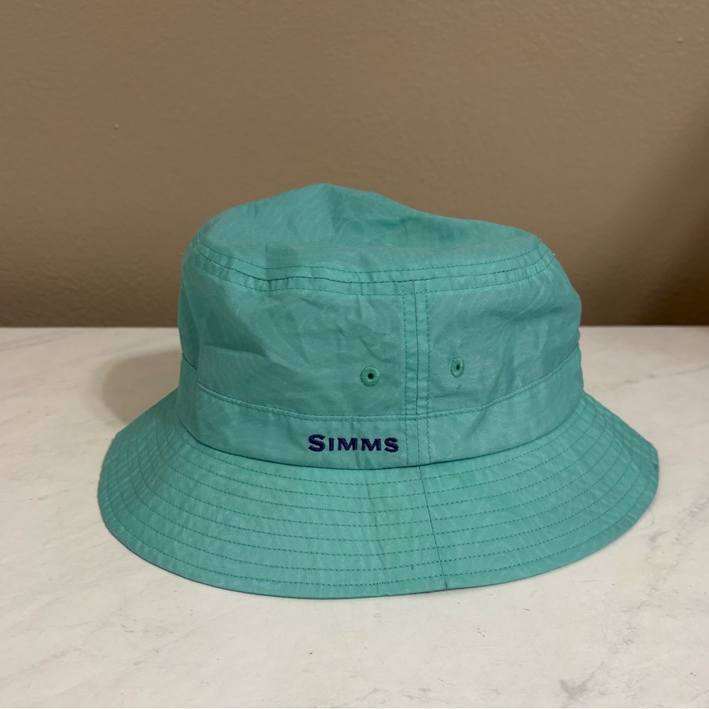 Simms Women’s Teal Blue Swirl Pattern Bucket Hat Outdoor Travel Hiking Sun Beach